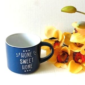HOME SWEET HOME FARMHOUSE COFFEE MUG BLUE TEA CUP 16oz. NWOT